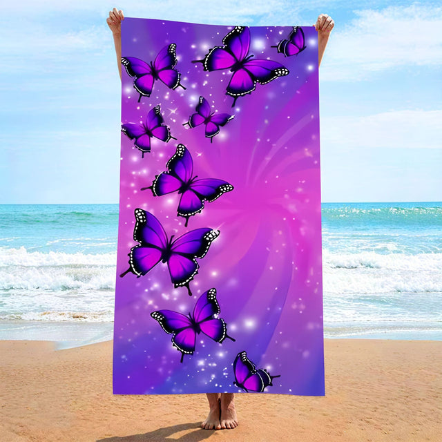 Purple Butterfly Pattern Beach Towel | PRUSES - PRUSES