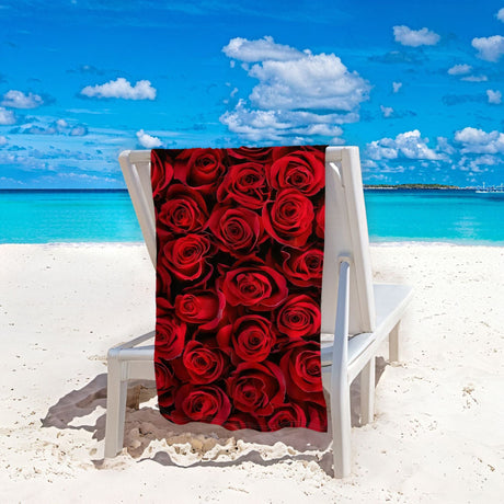 Red Rose Pattern Beach Towel | PRUSES - PRUSES