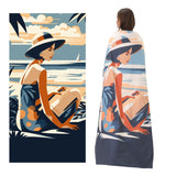 Retro Beach Lady Pattern Beach Towel | PRUSES - PRUSES