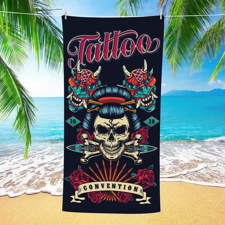 Retro Creative Skull Halloween Beach Towel - PRUSES