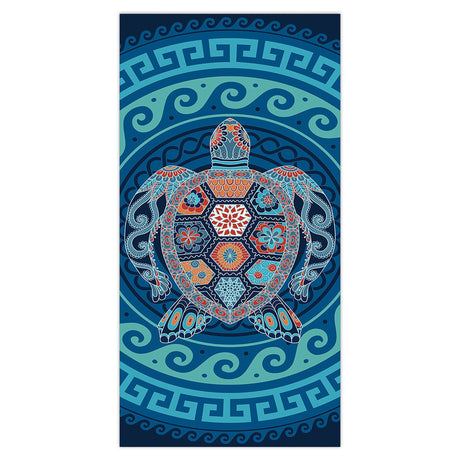 Retro Turtle Pattern Beach Towel | PRUSES - PRUSES