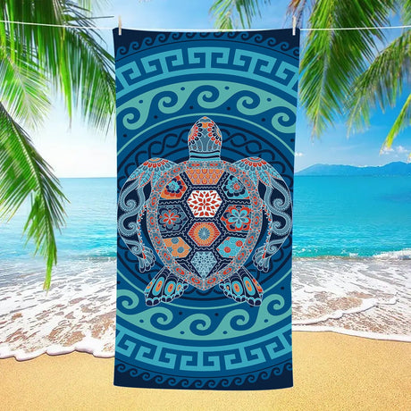 Retro Turtle Pattern Beach Towel | PRUSES - PRUSES