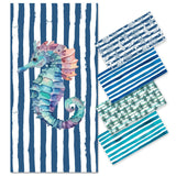 Seahorse Stripes Double - Faced Fleece Beach Towel | PRUSES - PRUSES