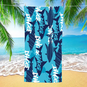 Shark Pattern Quick - drying Double - sided Fleece Beach Towel | PRUSES - PRUSES