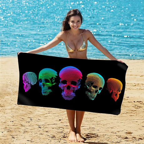 Skull Pattern Halloween Beach Towel - PRUSES