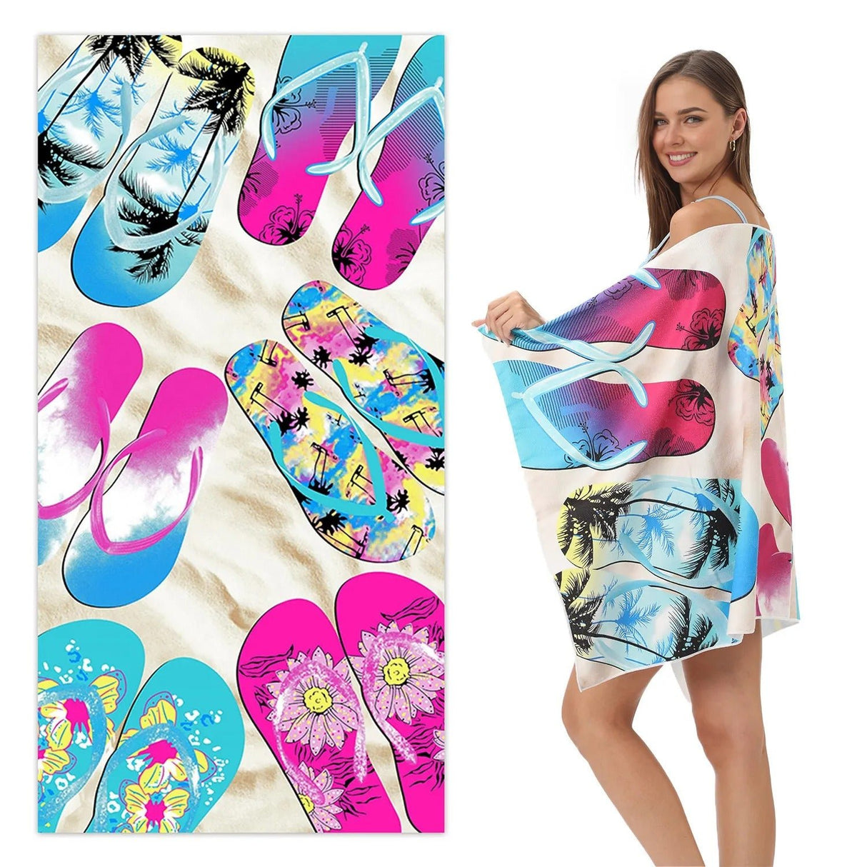 Slippers Pattern Beach Towel | PRUSES - PRUSES