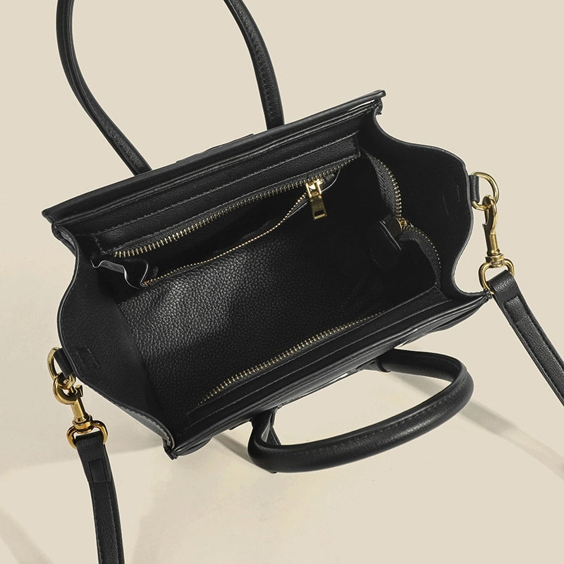 Black and White Smiling Face Leather Python Printed Tote Handbags | PRUSES