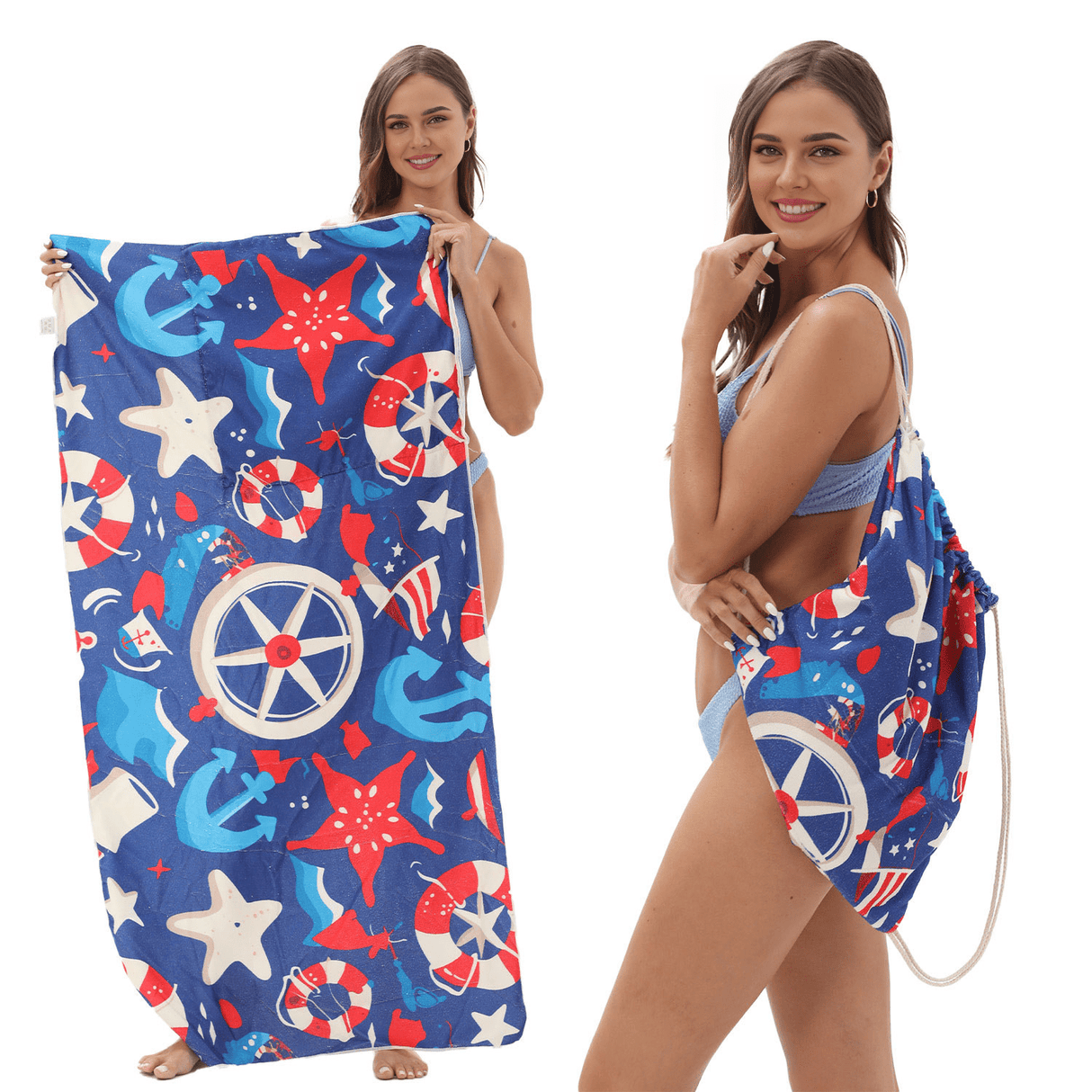 Star Anchor Drawstring Beach Towel | PRUSES - PRUSES