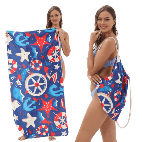 Star Anchor Drawstring Beach Towel | PRUSES - PRUSES