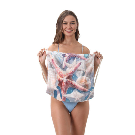 Starfish Shell Drawstring Beach Towel | PRUSES - PRUSES