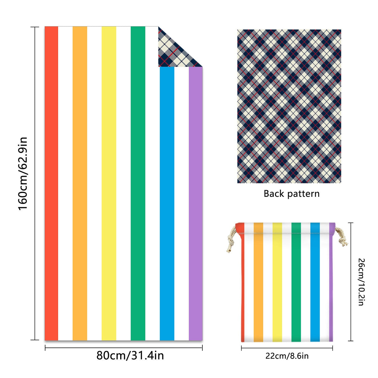 Striped Double - faced fleece Reversible Beach Towel | PRUSES - PRUSES