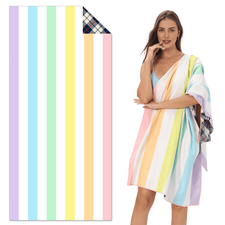 Striped Double - faced fleece Reversible Beach Towel | PRUSES - PRUSES