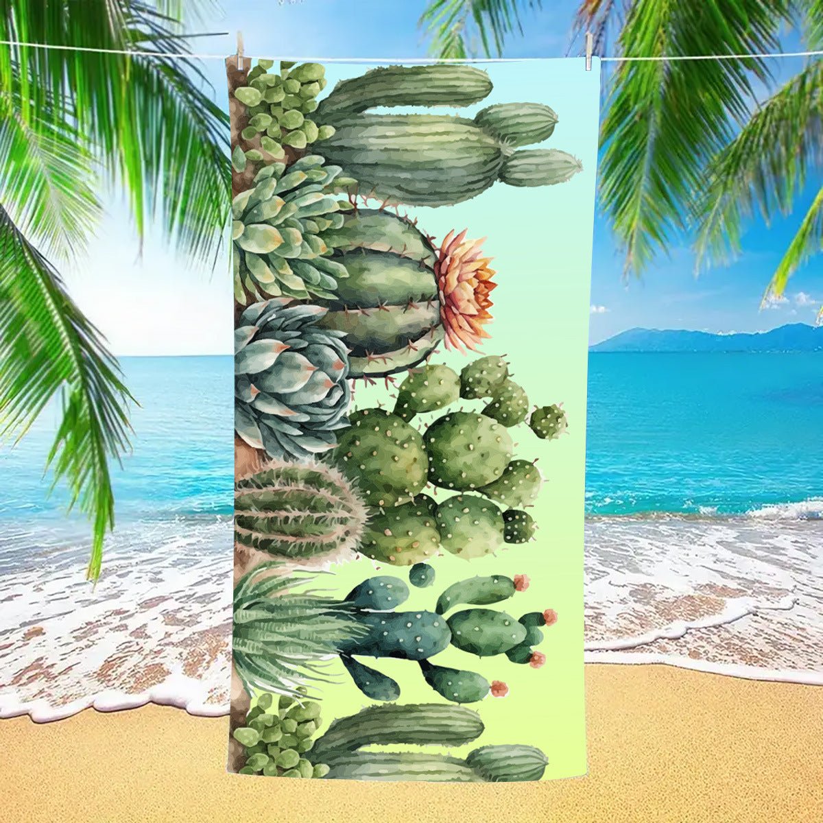 Summer Cactus Print Double - Faced Fleece Beach Towel | PRUSES - PRUSES