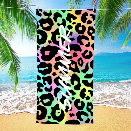 Summer Colorful Leopard Print Beach Towel | PRUSES - PRUSES