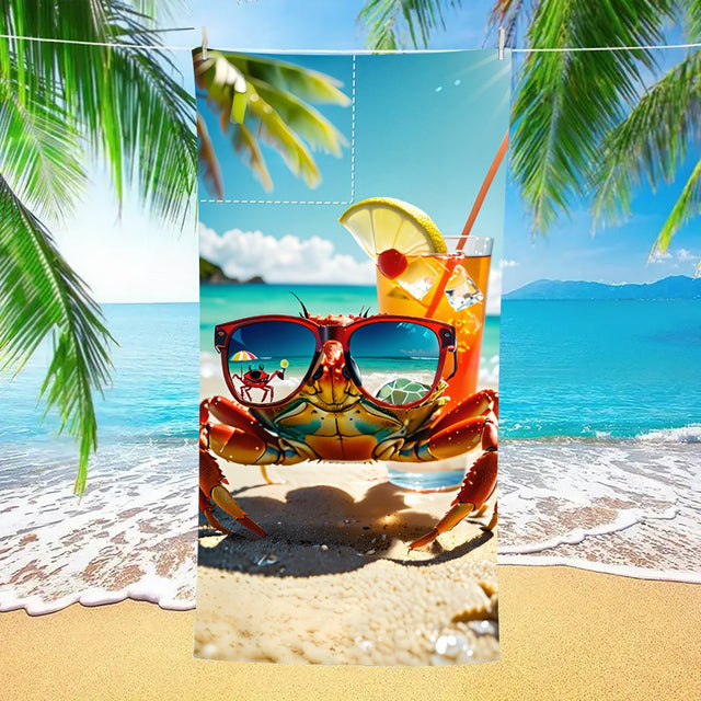 Sunglasses Crab Drawstring Beach Towel | PRUSES - PRUSES