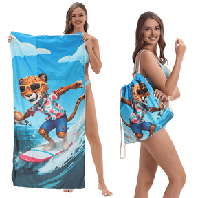 Surf Cheetah Drawstring beach towel | PRUSES - PRUSES