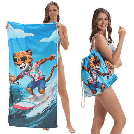 Surf Cheetah Drawstring beach towel | PRUSES - PRUSES