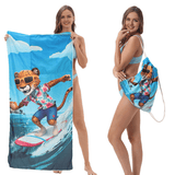 Surf Cheetah Drawstring beach towel | PRUSES - PRUSES