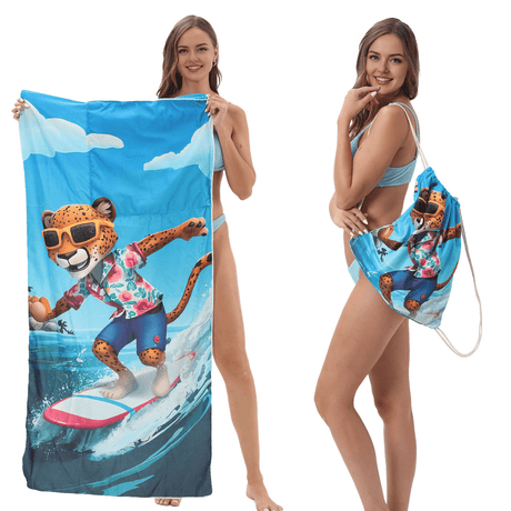 Surf Cheetah Drawstring beach towel | PRUSES - PRUSES