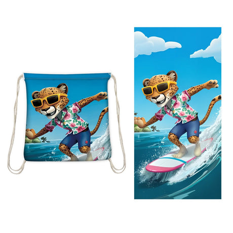 Surf Cheetah Drawstring beach towel | PRUSES - PRUSES