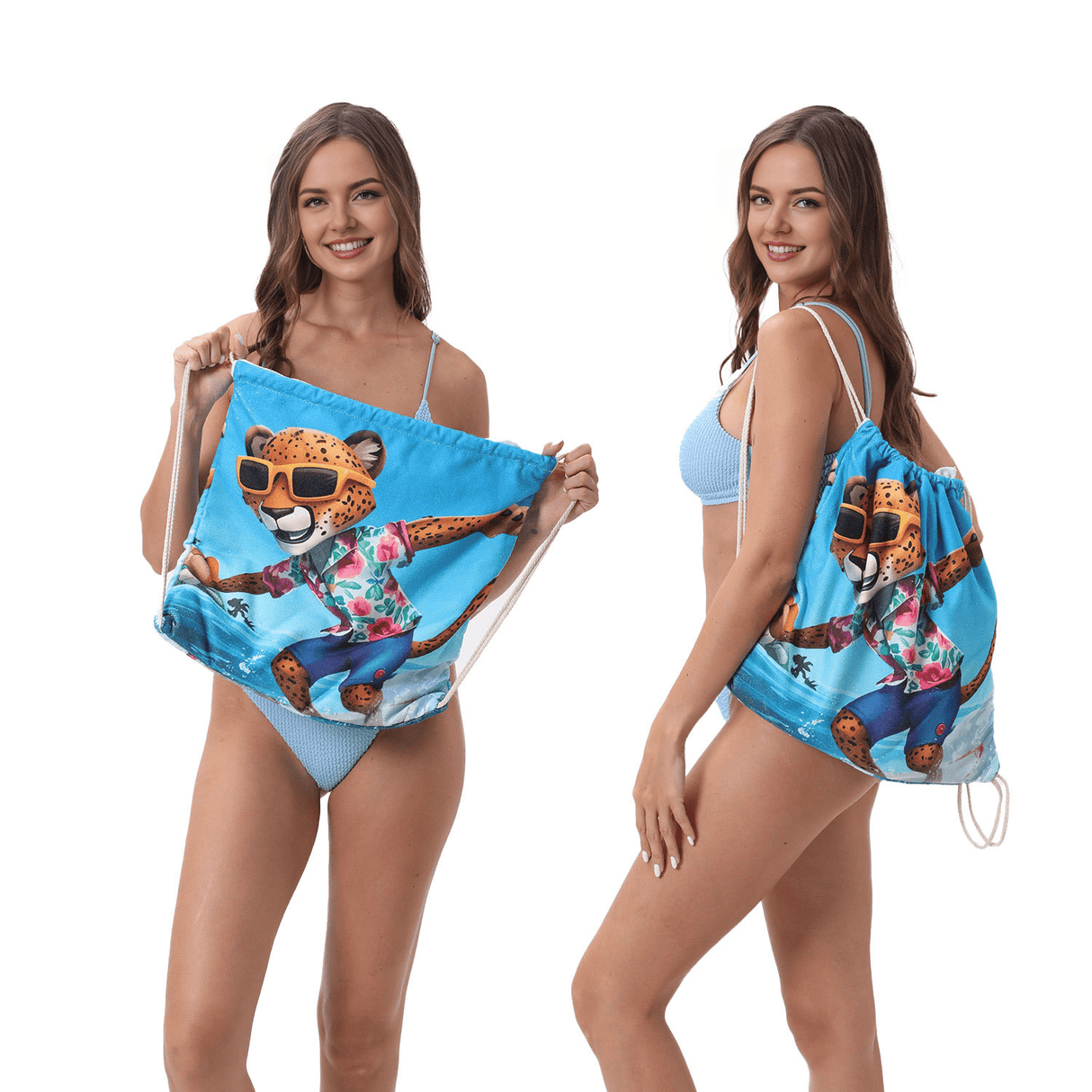 Surf Cheetah Drawstring beach towel | PRUSES - PRUSES