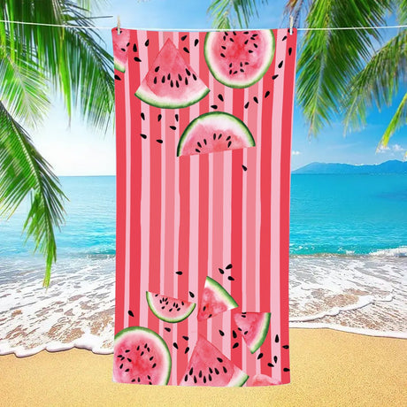 Watermelon Stripes Double - Faced Fleece Quick - Drying Beach Towel | PRUSES - PRUSES