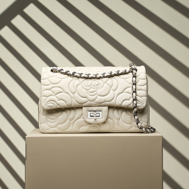 white_leather_flower_embossed_chain_bag_quilted_shoulder_bags_7