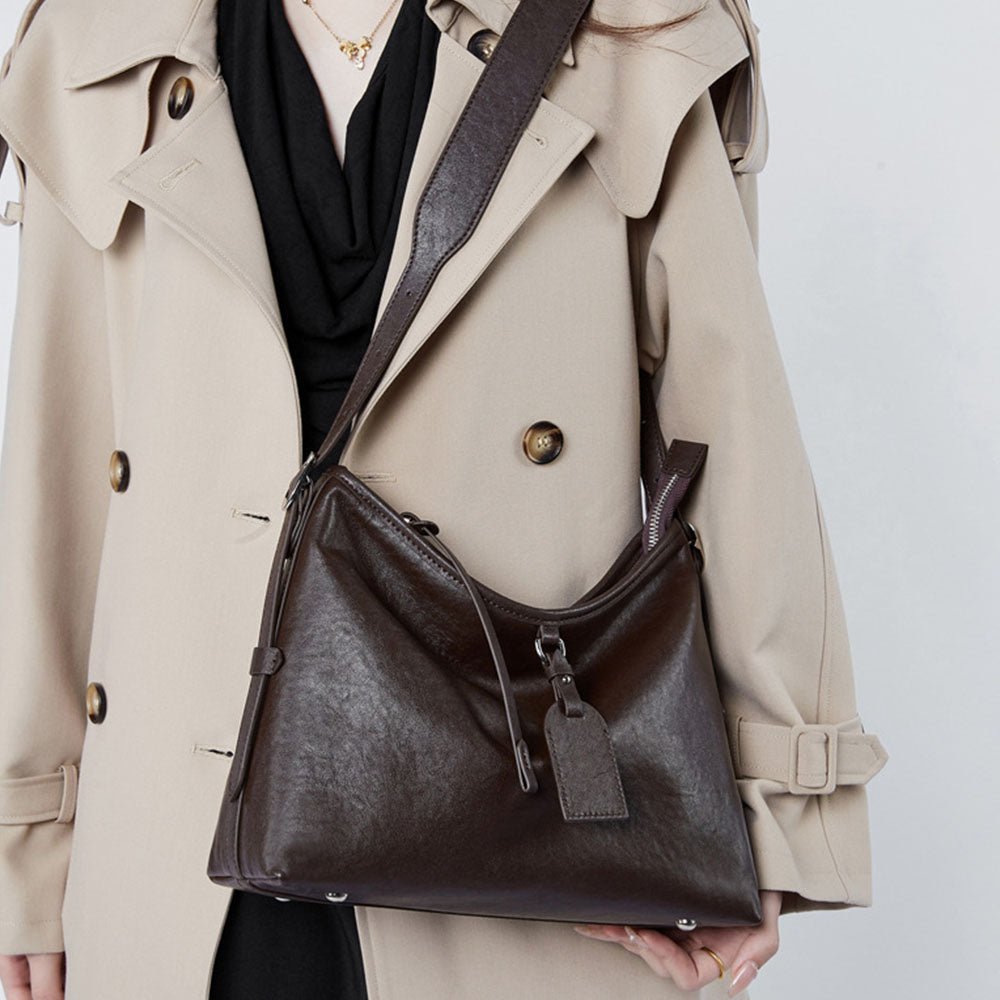 Women Brown Large Tote Bags Simple Crossbody Bags | PRUSES - PRUSES