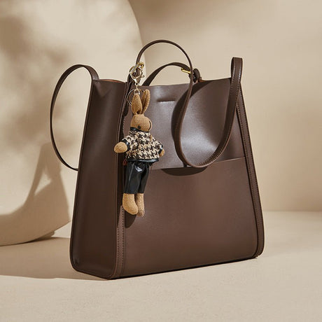 Women Elegant Genuine Leather Tote Bag With Rabbit Pendant | PRUSES - PRUSES