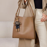Women Elegant Genuine Leather Tote Bag With Rabbit Pendant | PRUSES - PRUSES