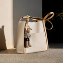 Women Elegant Genuine Leather Tote Bag With Rabbit Pendant | PRUSES - PRUSES
