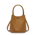 Brown Genuine Leather Bucket Bag with Top Handle
