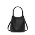 Women's Black Genuine Leather Bucket Bag with Top Handle