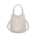 Women's White Genuine Leather Bucket Bag with Top Handle