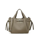 Women's Gray Genuine Leather Minimalist Structured Tote Bag 