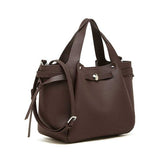Women's Coffee Genuine Leather Structured Tote Bag 