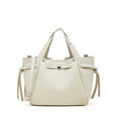 Women's Off-White Genuine Leather Minimalist Structured Tote Bag 