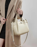 Women's Off-White Genuine Leather Minimalist Structured Handbag 