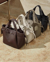 Four Genuine Leather Minimalist Structured Tote Handbags