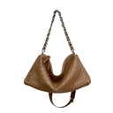 Women Leather Woven Large Tote Bags Zipper Chain Bags | PRUSES - PRUSES