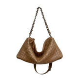 Women Leather Woven Large Tote Bags Zipper Chain Bags | PRUSES - PRUSES