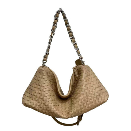 Women Leather Woven Large Tote Bags Zipper Chain Bags | PRUSES - PRUSES