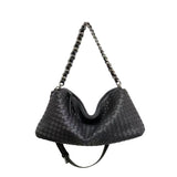 Women Leather Woven Large Tote Bags Zipper Chain Bags | PRUSES - PRUSES