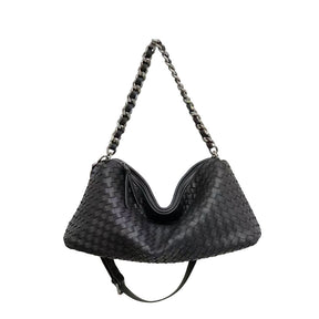 Women Leather Woven Large Tote Bags Zipper Chain Bags | PRUSES - PRUSES