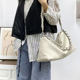 Women Leather Woven Large Tote Bags Zipper Chain Bags | PRUSES - PRUSES