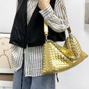 Women Leather Woven Large Tote Bags Zipper Chain Bags | PRUSES - PRUSES