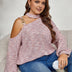 Women Plus Size Asymmetrical Neck Chain Detail Long Sleeve Top - PRUSES
