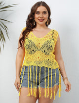 Women Plus Size Beach Cover Up Hollow Sheer Top | PRUSES - PRUSES