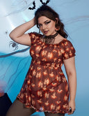 Women Plus Size Bee Print Halloween Babydoll Nightwear - PRUSES