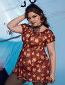 Women Plus Size Bee Print Halloween Babydoll Nightwear - PRUSES